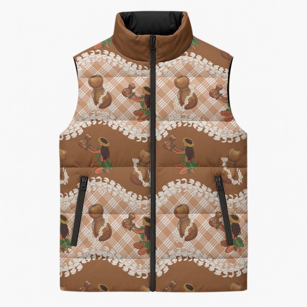 Ipu Heke Hawaii Makahiki Sleeveless Puffer Jacket Hawaiian Puakenikeni Lei Hula Girl Palaka Motifs