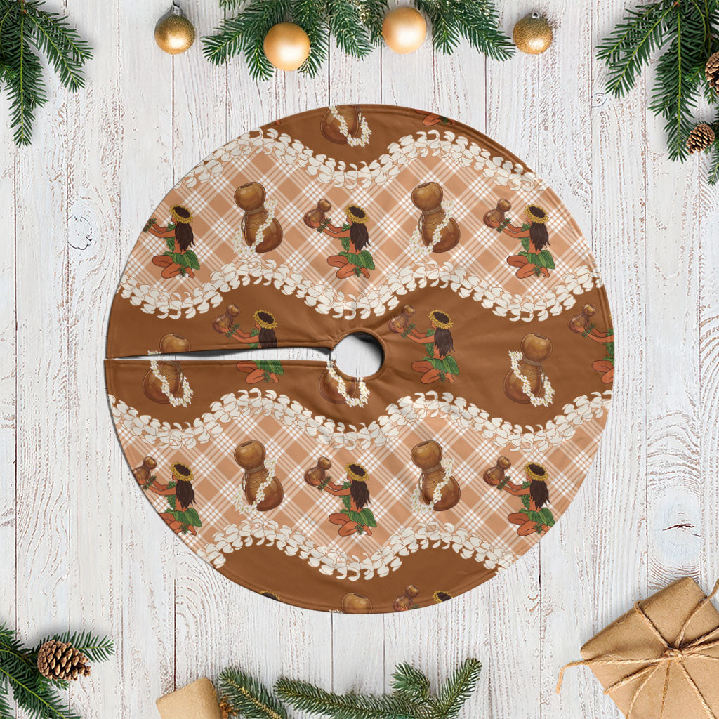 Ipu Heke Hawaii Makahiki Tree Skirt Hawaiian Puakenikeni Lei Hula Girl Palaka Motifs LT14 Casual Brown - Polynesian Pride