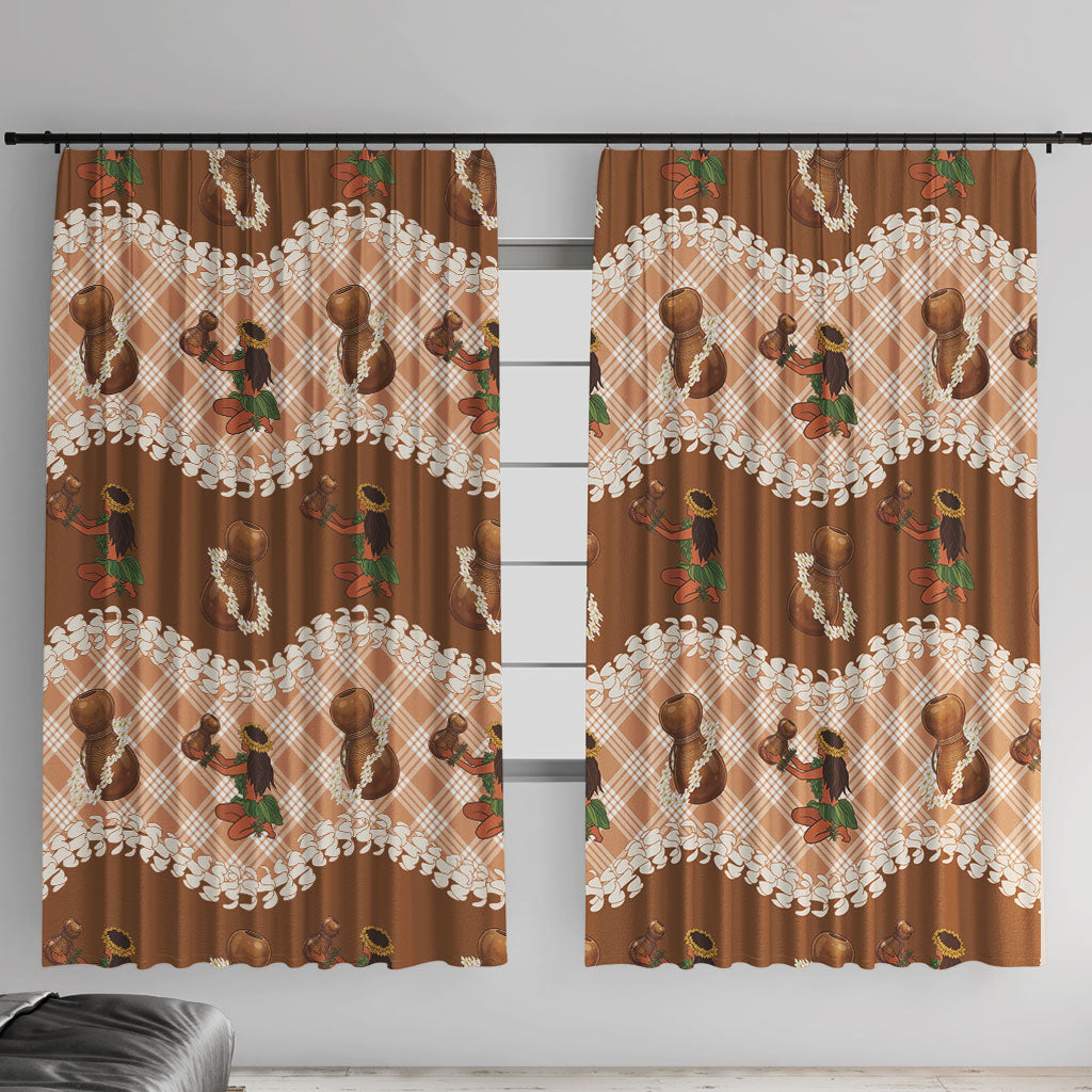 Ipu Heke Hawaii Makahiki Window Curtain Hawaiian Puakenikeni Lei Hula Girl Palaka Motifs