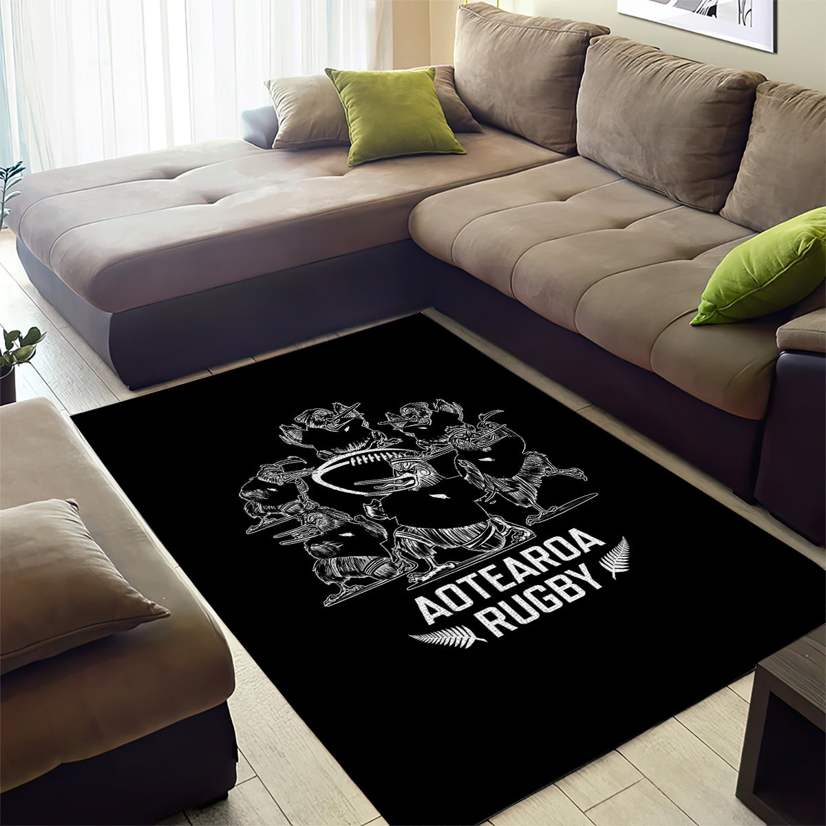 New Zealand Silver Fern Rugby Area Rug Haka Aotearoa Kiwi Dance LT14 - Polynesian Pride