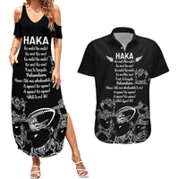 New Zealand Silver Fern Rugby Couples Matching Summer Maxi Dress and Hawaiian Shirt Haka Aotearoa Kiwi Dance LT14 Black - Polynesian Pride