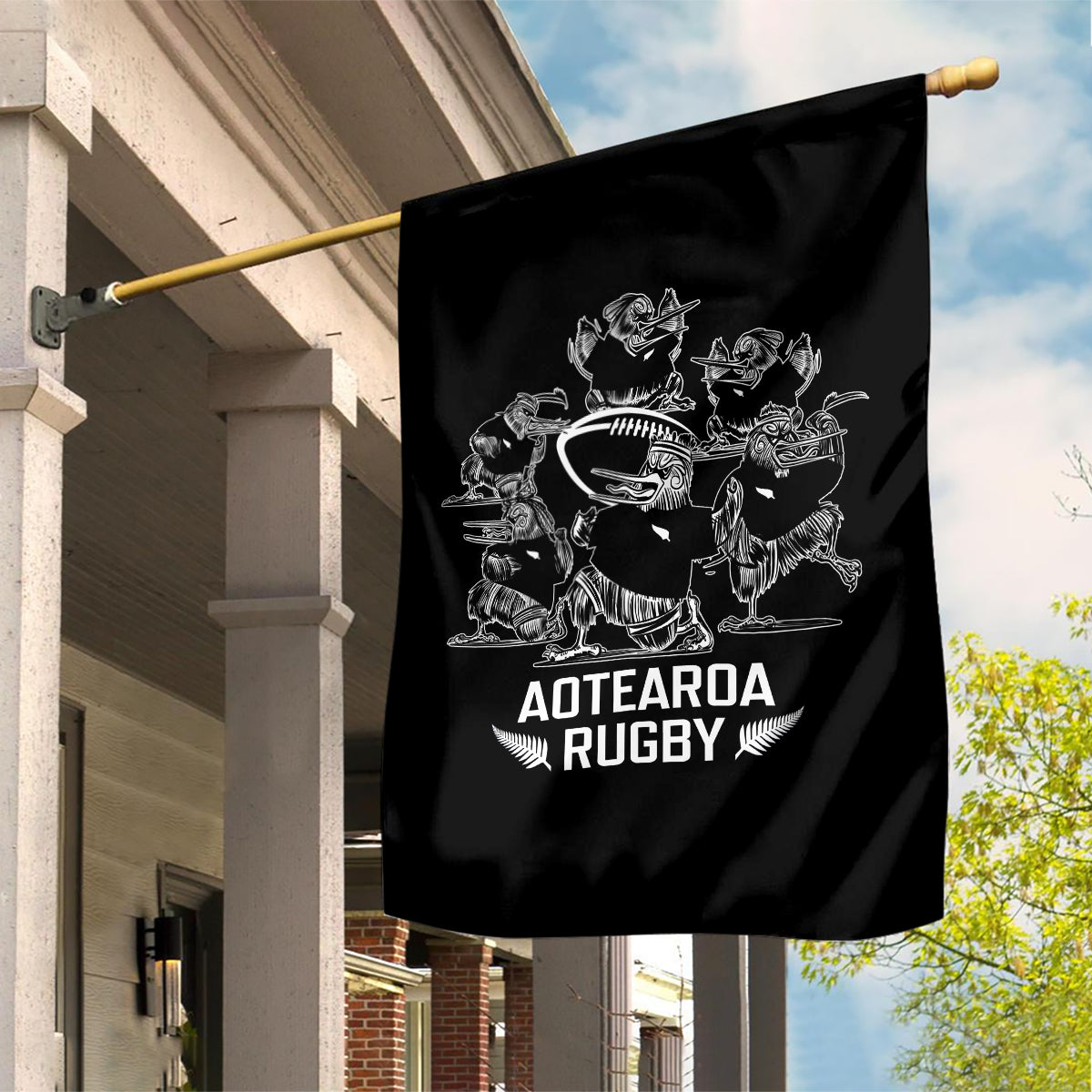 New Zealand Silver Fern Rugby Garden Flag Haka Aotearoa Kiwi Dance LT14 House Flag Black - Polynesian Pride
