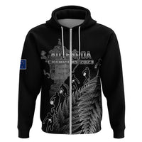 Custom New Zealand Silver Fern Rugby Hoodie All Black Go Champions 2023 With Trophy Proud LT14 Zip Hoodie Black - Polynesian Pride