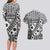 Black Bula Fiji Couples Matching Long Sleeve Bodycon Dress and Hawaiian Shirt Unique Masi Tapa Pattern