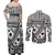 Black Bula Fiji Couples Matching Off Shoulder Maxi Dress and Long Sleeve Button Shirt Unique Masi Tapa Pattern