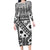 Black Bula Fiji Family Matching Long Sleeve Bodycon Dress and Hawaiian Shirt Unique Masi Tapa Pattern