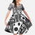 Black Bula Fiji Kid Short Sleeve Dress Unique Masi Tapa Pattern