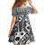 Black Bula Fiji Kid Short Sleeve Dress Unique Masi Tapa Pattern