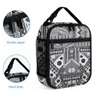 Black Bula Fiji Lunch Bag Unique Masi Tapa Pattern LT14 - Polynesian Pride