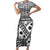 Black Bula Fiji Short Sleeve Bodycon Dress Unique Masi Tapa Pattern