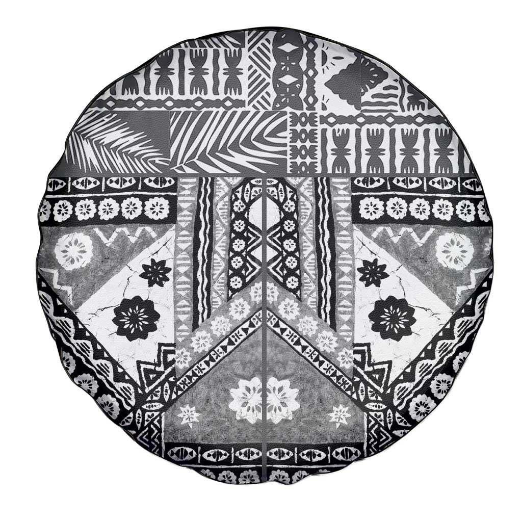 Black Bula Fiji Spare Tire Cover Unique Masi Tapa Pattern