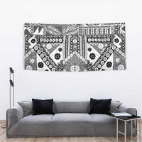 Black Bula Fiji Tapestry Unique Masi Tapa Pattern