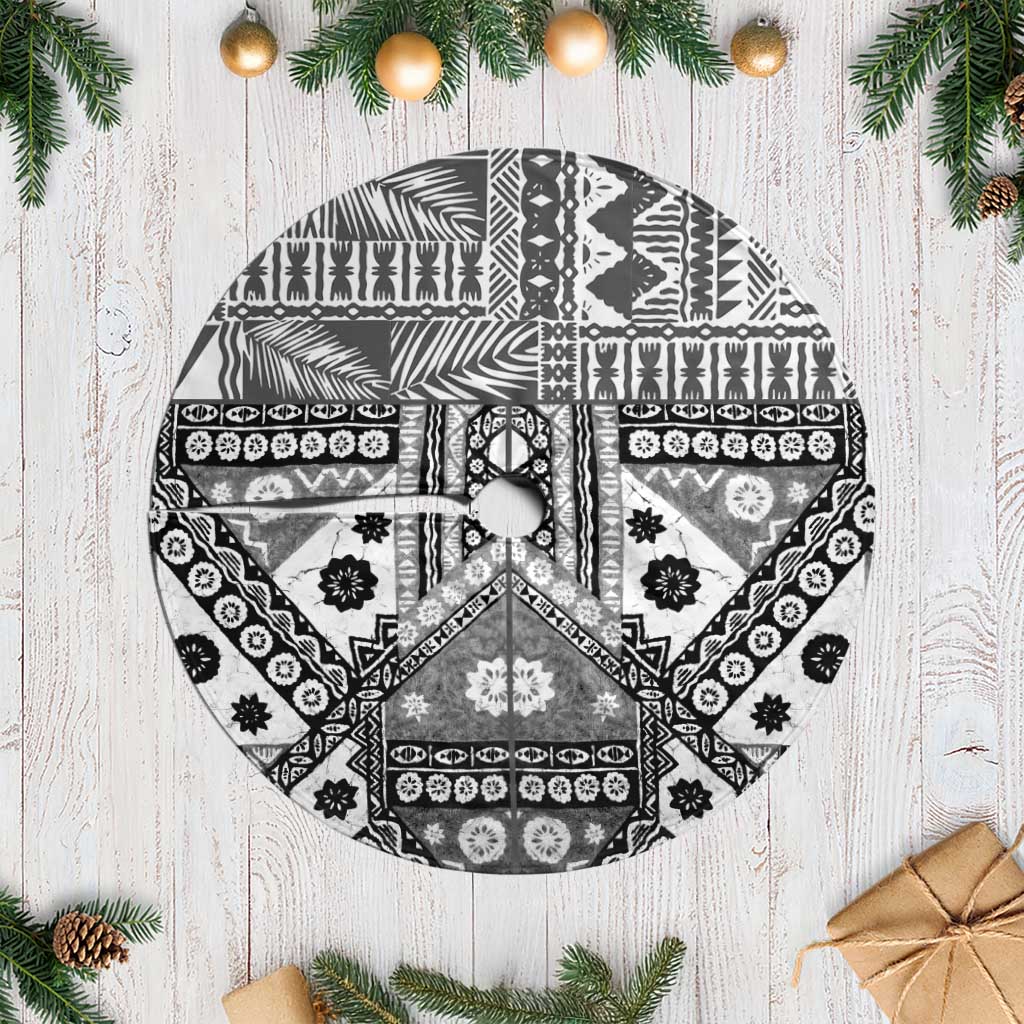 Black Bula Fiji Tree Skirt Unique Masi Tapa Pattern