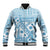 Blue Bula Fiji Baseball Jacket Unique Masi Tapa Pattern