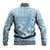 Blue Bula Fiji Baseball Jacket Unique Masi Tapa Pattern