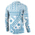 Blue Bula Fiji Button Sweatshirt Unique Masi Tapa Pattern