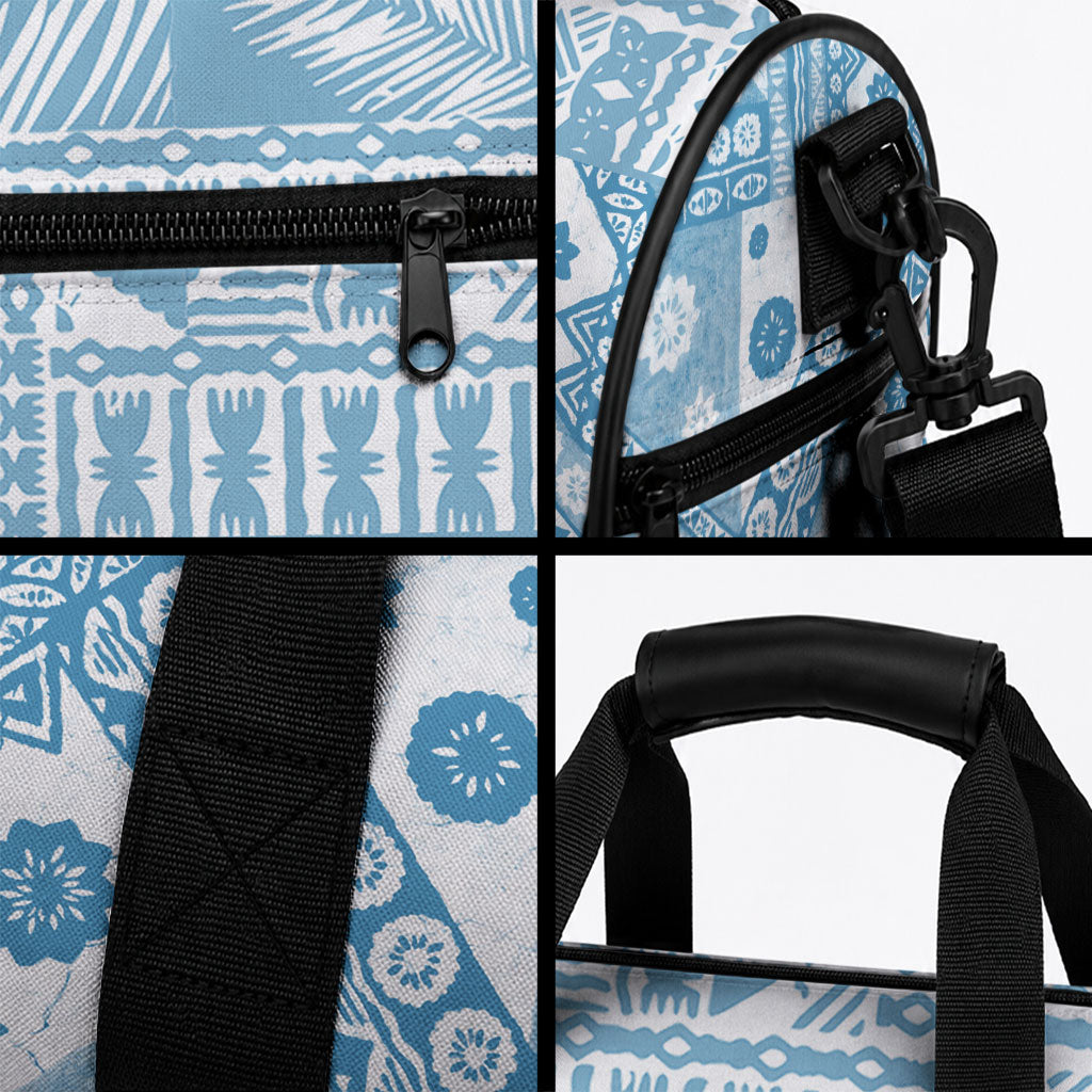 Blue Bula Fiji Duffle Bag Unique Masi Tapa Pattern LT14 - Polynesian Pride
