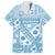 Blue Bula Fiji Family Matching Off The Shoulder Long Sleeve Dress and Hawaiian Shirt Unique Masi Tapa Pattern