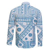 Blue Bula Fiji Family Matching Off The Shoulder Long Sleeve Dress and Hawaiian Shirt Unique Masi Tapa Pattern