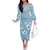 Blue Bula Fiji Family Matching Off The Shoulder Long Sleeve Dress and Hawaiian Shirt Unique Masi Tapa Pattern