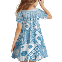 Blue Bula Fiji Family Matching Off Shoulder Maxi Dress and Hawaiian Shirt Unique Masi Tapa Pattern