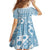 Blue Bula Fiji Family Matching Off Shoulder Short Dress and Hawaiian Shirt Unique Masi Tapa Pattern