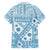 Blue Bula Fiji Family Matching Off Shoulder Short Dress and Hawaiian Shirt Unique Masi Tapa Pattern