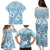 Blue Bula Fiji Family Matching Puletasi and Hawaiian Shirt Unique Masi Tapa Pattern