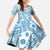 Blue Bula Fiji Family Matching Short Sleeve Bodycon Dress and Hawaiian Shirt Unique Masi Tapa Pattern