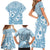 Blue Bula Fiji Family Matching Short Sleeve Bodycon Dress and Hawaiian Shirt Unique Masi Tapa Pattern