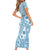 Blue Bula Fiji Family Matching Short Sleeve Bodycon Dress and Hawaiian Shirt Unique Masi Tapa Pattern