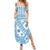 Blue Bula Fiji Family Matching Summer Maxi Dress and Hawaiian Shirt Unique Masi Tapa Pattern