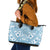 Blue Bula Fiji Leather Tote Bag Unique Masi Tapa Pattern