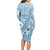 Blue Bula Fiji Long Sleeve Bodycon Dress Unique Masi Tapa Pattern