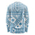 Blue Bula Fiji Long Sleeve Shirt Unique Masi Tapa Pattern