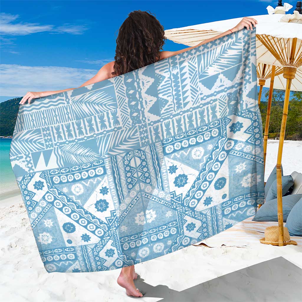 Blue Bula Fiji Sarong Unique Masi Tapa Pattern