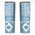 Blue Bula Fiji Skinny Tumbler Unique Masi Tapa Pattern