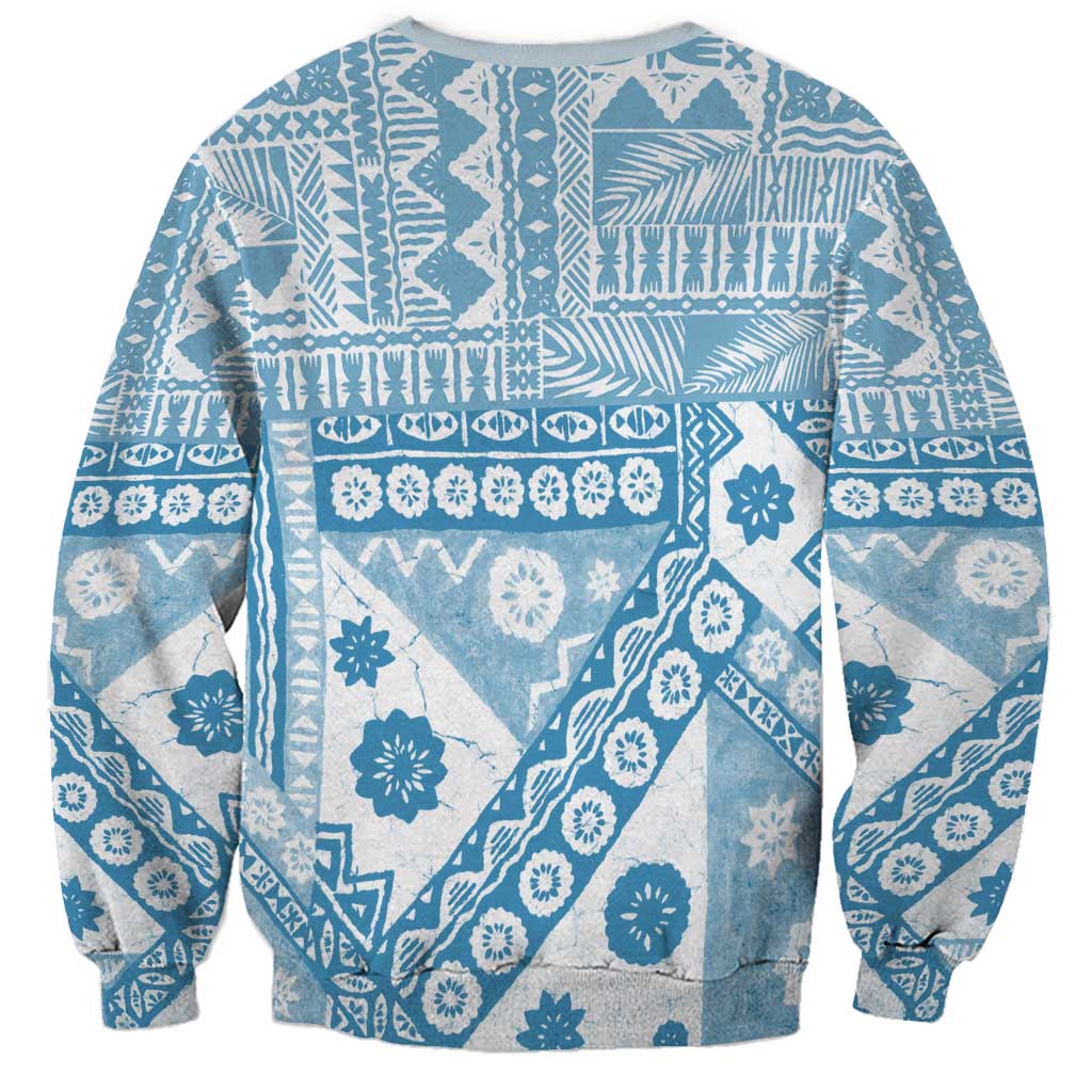 Blue Bula Fiji Sweatshirt Unique Masi Tapa Pattern