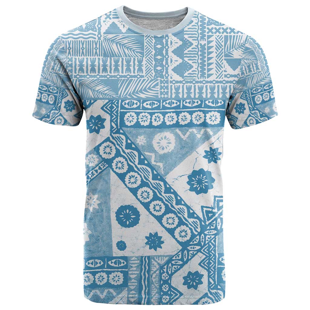 Blue Bula Fiji T Shirt Unique Masi Tapa Pattern