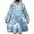 Blue Bula Fiji Wearable Blanket Hoodie Unique Masi Tapa Pattern