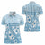 Blue Bula Fiji Women Polo Shirt Unique Masi Tapa Pattern