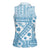 Blue Bula Fiji Women Sleeveless Polo Shirt Unique Masi Tapa Pattern