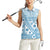 Blue Bula Fiji Women Sleeveless Polo Shirt Unique Masi Tapa Pattern