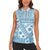 Blue Bula Fiji Women Sleeveless Polo Shirt Unique Masi Tapa Pattern