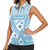 Blue Bula Fiji Women Sleeveless Polo Shirt Unique Masi Tapa Pattern