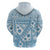 Blue Bula Fiji Zip Hoodie Unique Masi Tapa Pattern