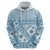 Blue Bula Fiji Zip Hoodie Unique Masi Tapa Pattern