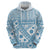 Blue Bula Fiji Zip Hoodie Unique Masi Tapa Pattern