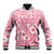 Pink Bula Fiji Baseball Jacket Unique Masi Tapa Pattern