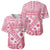 Pink Bula Fiji Baseball Jersey Unique Masi Tapa Pattern